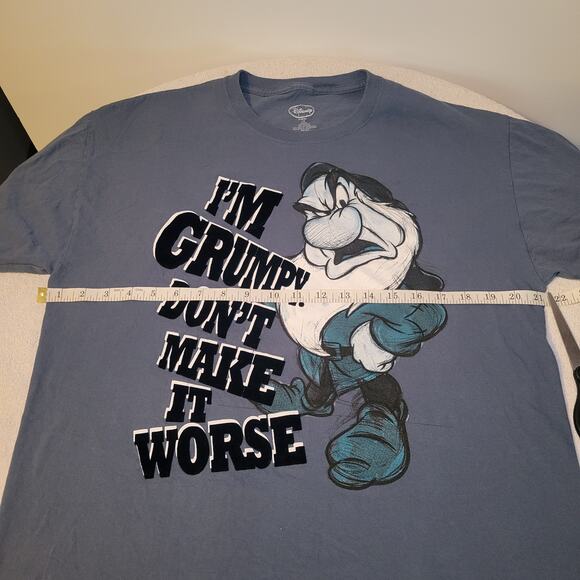 Walt Disney Grumpy Blue T-Shirt Men’s Large “I’m Grumpy Don’t Make It Worse” - Picture 4 of 6